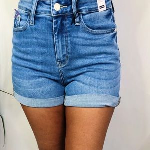 Judy Blue 3x High Waist Denim Cuff Shorts